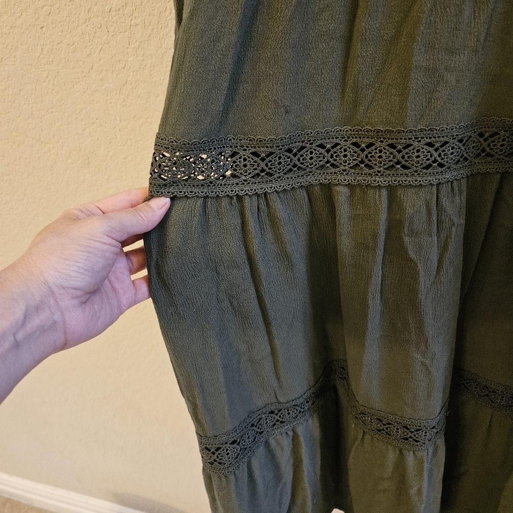 SCARLET DARKNESS Women's Forest Green Embroidered Renaissance Dress Small - Picture 3 of 15